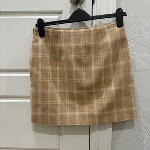 Stylish Tan Plaid Mini Skirt